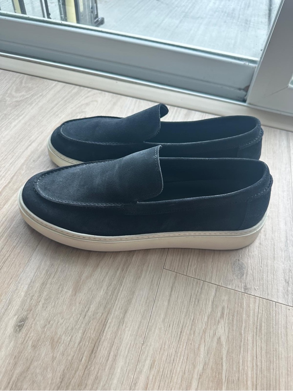 Massimo Dutti Black Suede Slip-On Loafers with Cream Sole